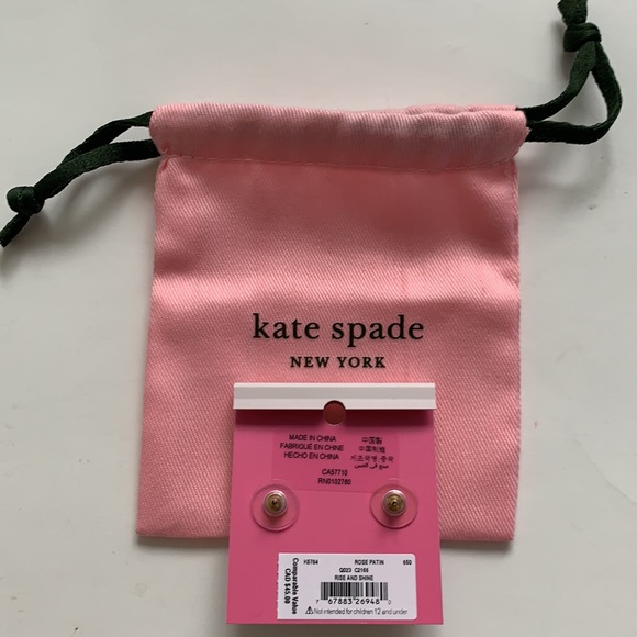 Kate Spade ♠️ Rose patten Rise and Shine rose and cubic zirconia raised studs - Picture 3 of 7
